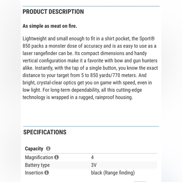 Bushnell Sport 850 Rangefinder with Case - Picture 4 of 4